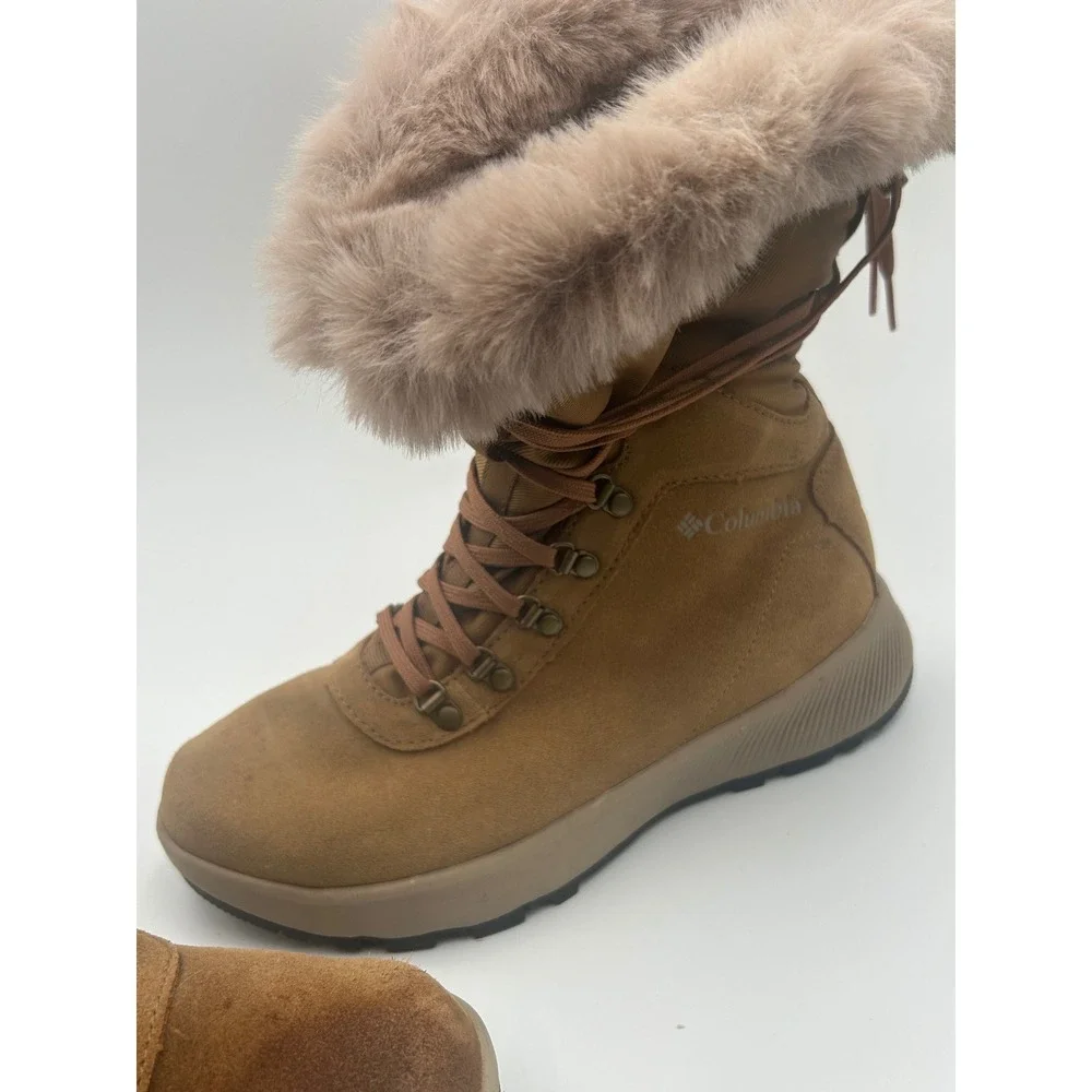 Columbia Paninaro Omni-Heat Tall Winter Boots Elk Brown Suede BL0150-286 Size 6
